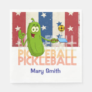 Pickleball fwith American themed for 4th July  Napkin