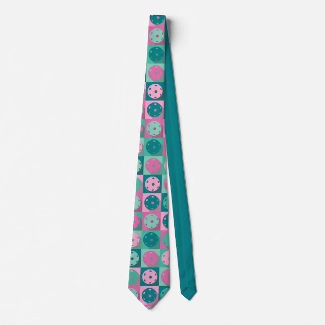 Pickleball - geometric pattern, pastel colours. tie (Front)