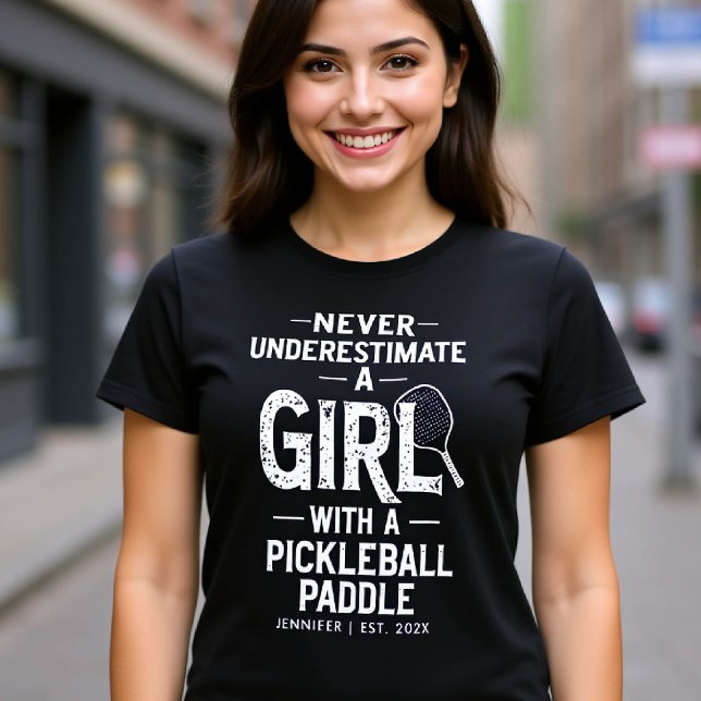 Pickleball Gift Funny Saying Type Personalised T-Shirt (pickleball gift personalized funny shirt women typography paddle birthday christmas club mom friend)