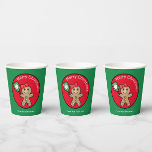 Pickleball  Gingerbread girl custom text Paper Cups