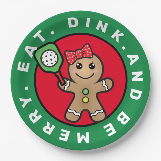 Pickleball  Gingerbread girl custom text  Paper Plate (Front)