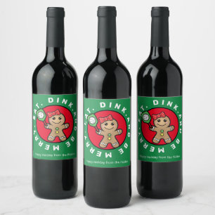 Pickleball  Gingerbread girl custom text  Wine Label