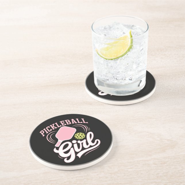 Pickleball Girl Player Coaster (Side)