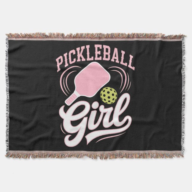 Pickleball Girl Player Throw Blanket (Front)