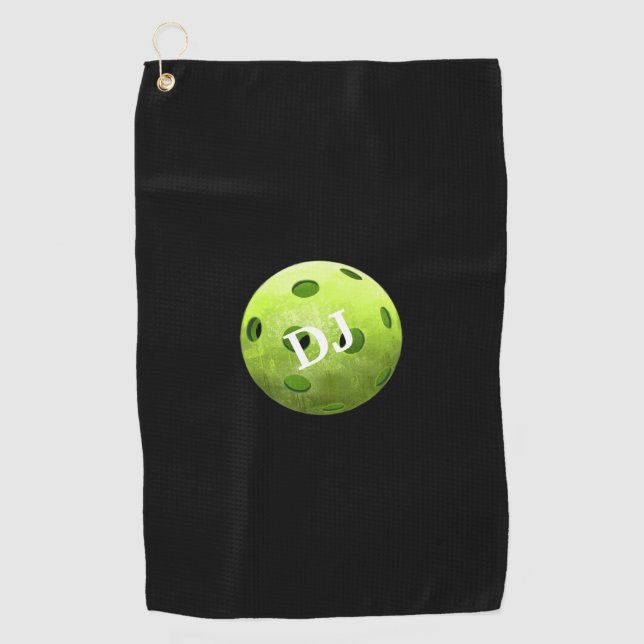 Pickleball Green Initials Sweat Towel (Front)