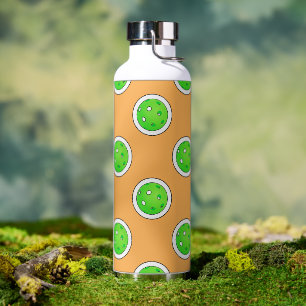 Pickleball Green Pickleballs Polka Dots Peach Water Bottle