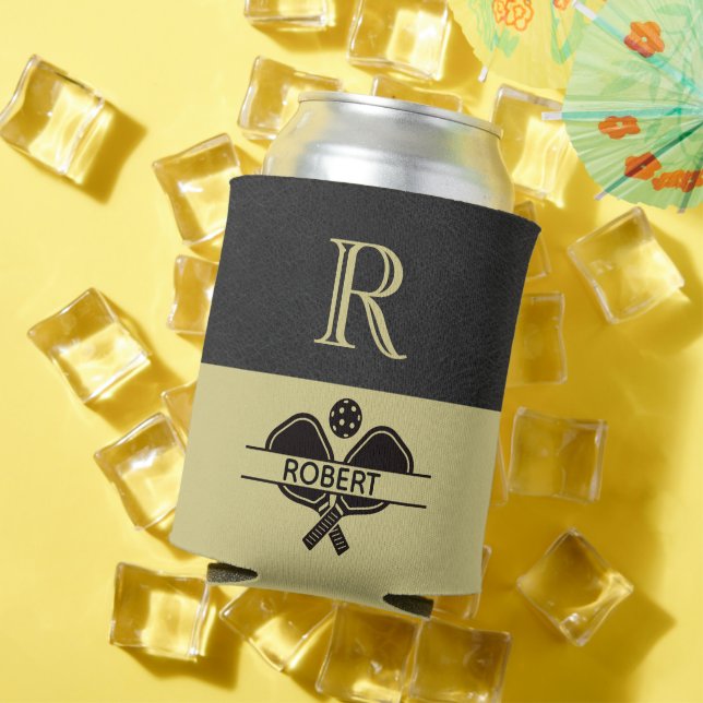Pickleball Guy Custom Monogram Initial Name    Can Cooler (In Situ Summer)