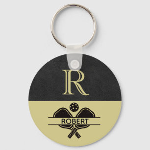 Pickleball Guy Custom Monogram Initial Name    Key Ring