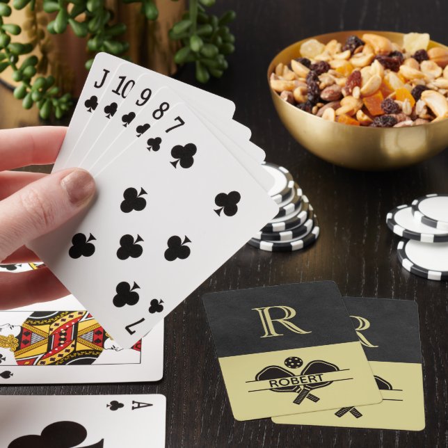 Pickleball Guy Custom Monogram Initial Name      Playing Cards (In Situ)