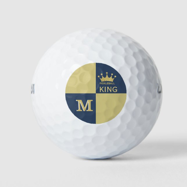 Pickleball Guy Golfer King Monogram Initial Name  Golf Balls (Front)