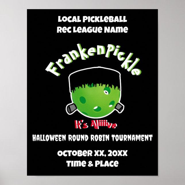 Pickleball Halloween - FrankenPickle - It's Alive  Poster (Front)
