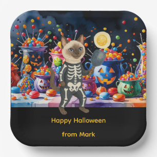 Pickleball halloween party for cat lovers paper plate