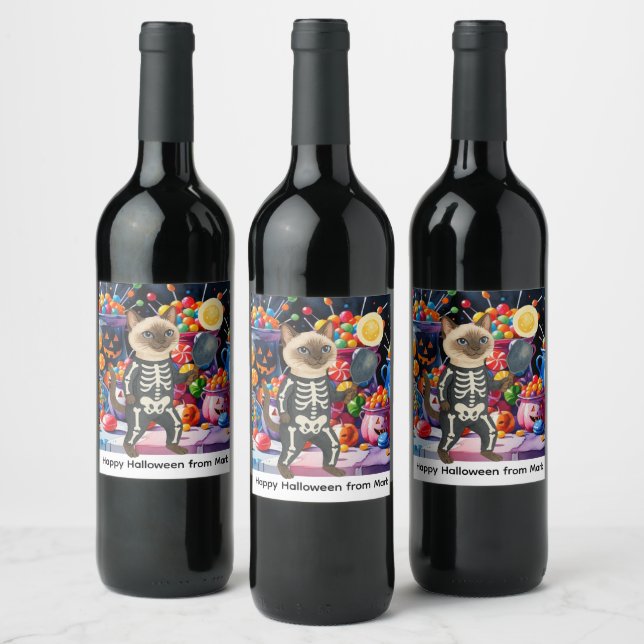 Pickleball halloween party for cat lovers wine label (Bottles)