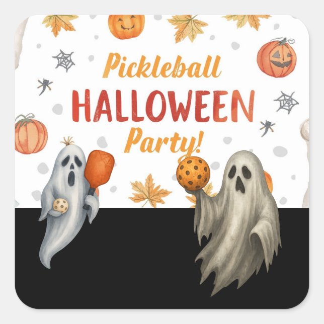 Pickleball Halloween Party  with paddle and ball Square Sticker (Front)