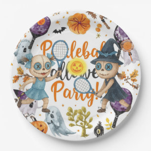 Pickleball Halloween themed for party  Paper Plate