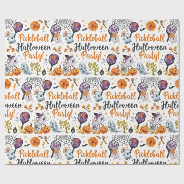 Pickleball Halloween themed for party  Wrapping Paper (Flat)