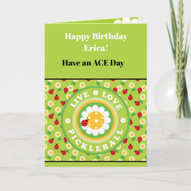 Pickleball Happy Birthday Green  Customisable Card (Front)