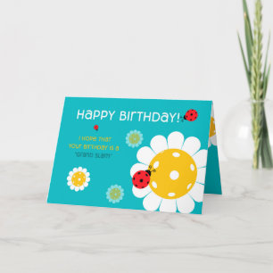 Pickleball Happy Birthday Turquoise  Customisable Card