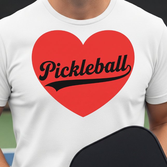 Pickleball Heart Love Sports Minimalist White Tee (Creator Uploaded)