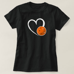 Pickleball Heart Love White Orange Ball T-Shirt