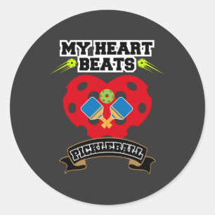 Pickleball Heart Paddle Ball Passion Sport Love Classic Round Sticker