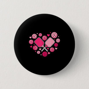 Pickleball heart valentine's women girls pickle 6 cm round badge