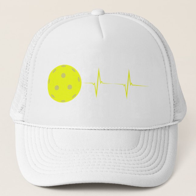 Pickleball Heartbeat Baseball Hat - Yellow (Front)