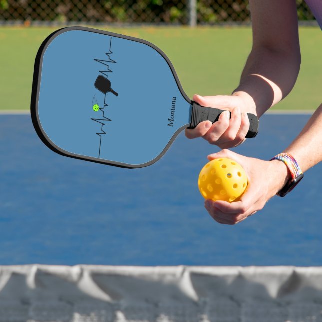 Pickleball Heartbeat Blue Carbon - Custom Name Paddle (Insitu)