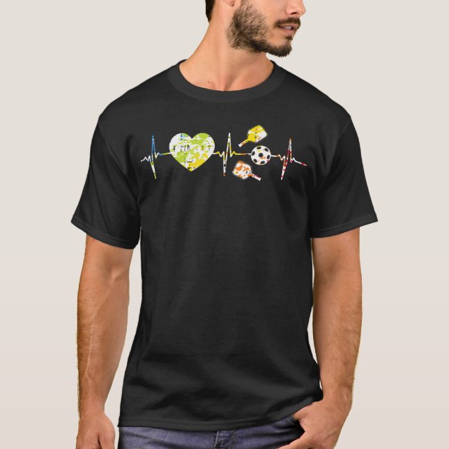 Pickleball Heartbeat Heart Love Pickle Ball Men Wo T-Shirt (Front)