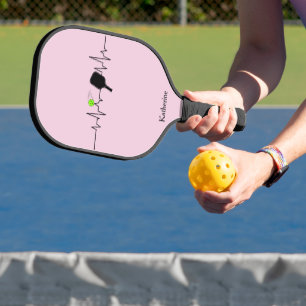 Pickleball Heartbeat Pink - Custom Name Gift Paddle