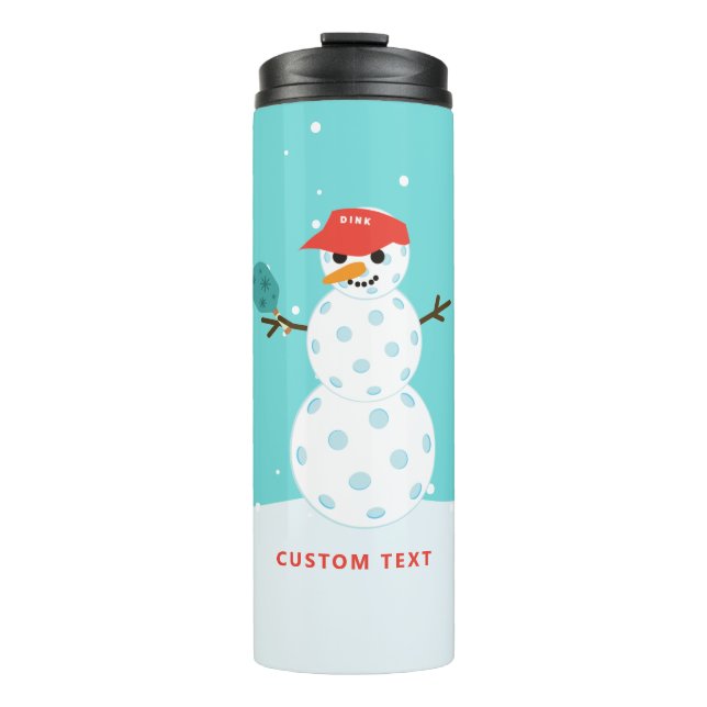 Pickleball Holiday Christmas Humourous Snowman Thermal Tumbler (Front)