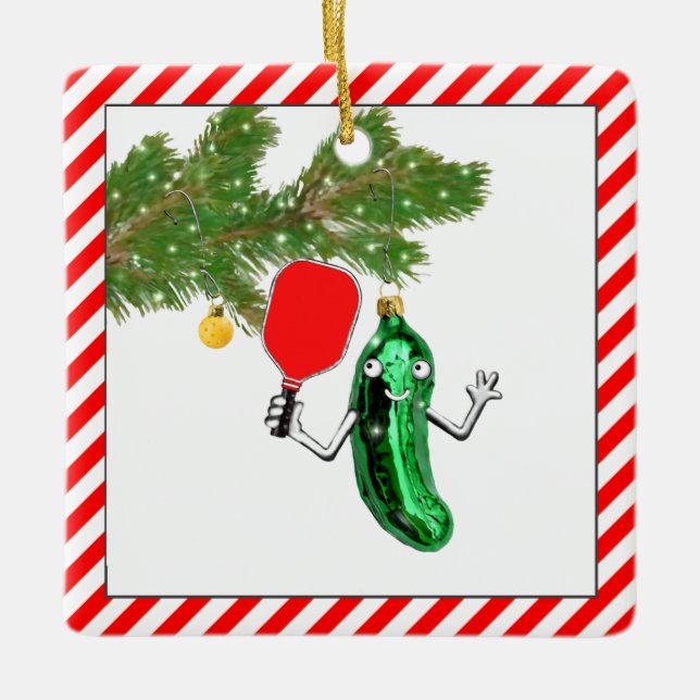 pickleball holiday gifts ceramic tree decoration (Front)