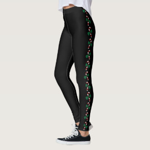 Pickleball Holiday Outfit Candy Canes on Black Leggings