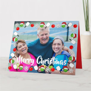 Pickleball Holiday Photo Frame Merry Christmas Card