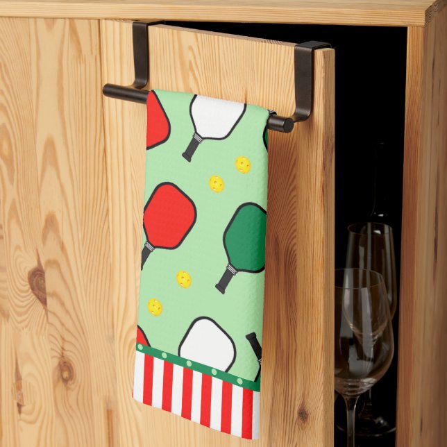 Pickleball Holiday Tea Towel (Thirds Fold)
