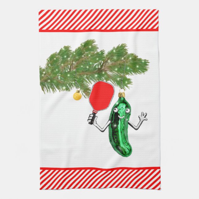 Pickleball Holiday Tea Towel (Vertical)