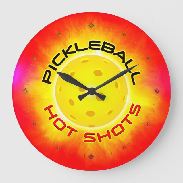 Pickleball Hot Shots 1 Wall Clocks Options (Front)