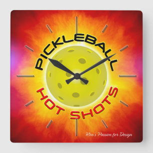 Pickleball Hot Shots 1 Wall Clocks Options