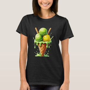 Pickleball Ice Cream Cone Watercolor Funny Pickleb T-Shirt