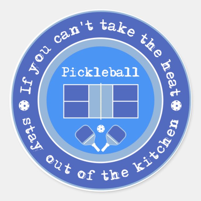 Pickleball: If you can't take the heat /pale blue Classic Round Sticker (Front)