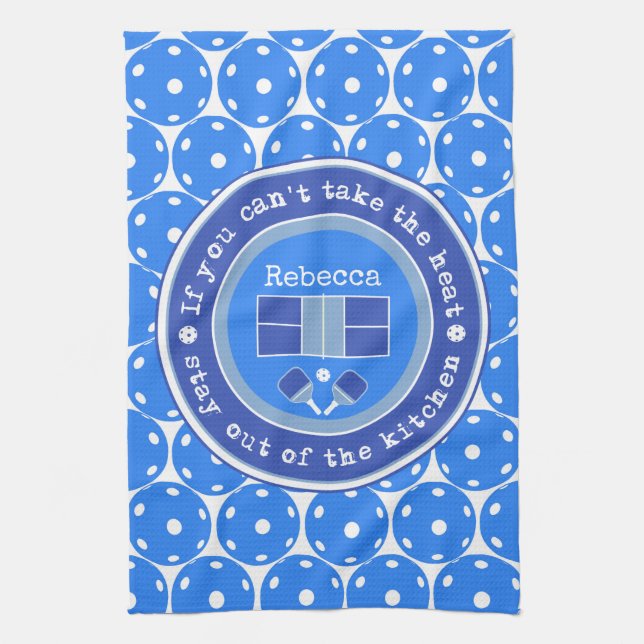 Pickleball: If you can't take the heat /pale blue  Tea Towel (Vertical)