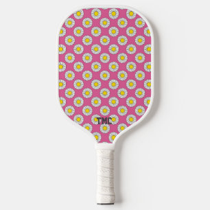 Pickleball Initials Pink Yellow White Daisies Her Pickleball Paddle