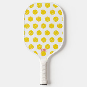 Pickleball Initials Yellow Polka Dot Sports Pickleball Paddle