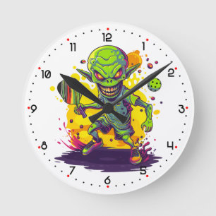 Pickleball Invader Pickleball Round Clock