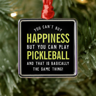 Pickleball is Happiness Funny Pickleball Gift Metal Tree Decoration