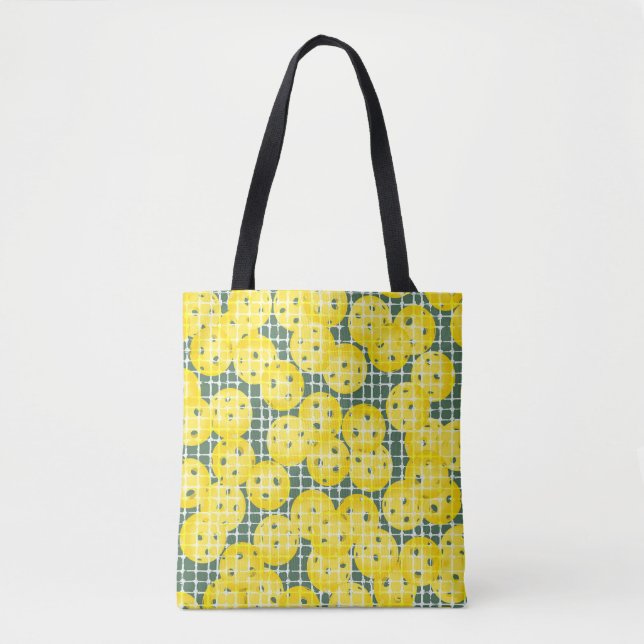 Pickleball is Life - Yellow on Green Tote Bag (Front)