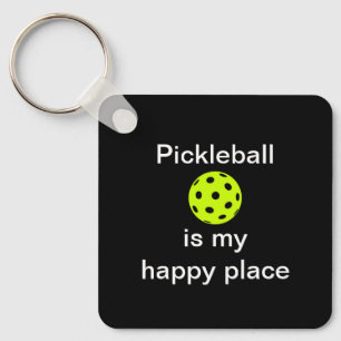 Pickleball Is My Happy Place Square Key Ring