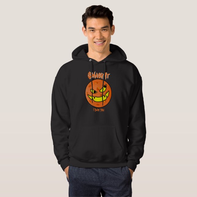 Pickleball Jack o'Lantern Orange & Black Halloween Hoodie (Front Full)