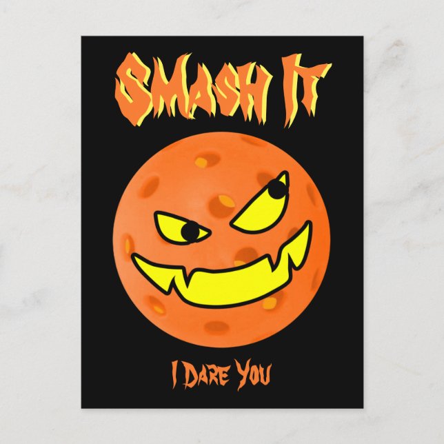 Pickleball Jack o'Lantern Orange & Black Halloween Postcard (Front)