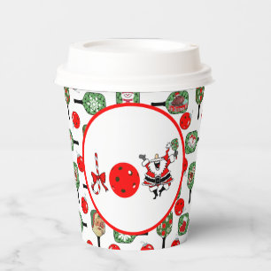 Pickleball Joy Christmas Party Red Green Paddles Paper Cups